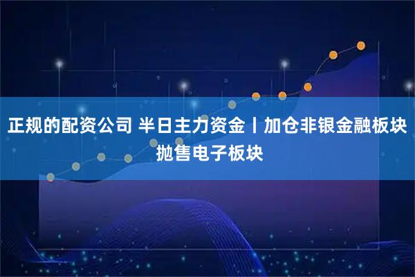 正规的配资公司 半日主力资金丨加仓非银金融板块 抛售电子板块