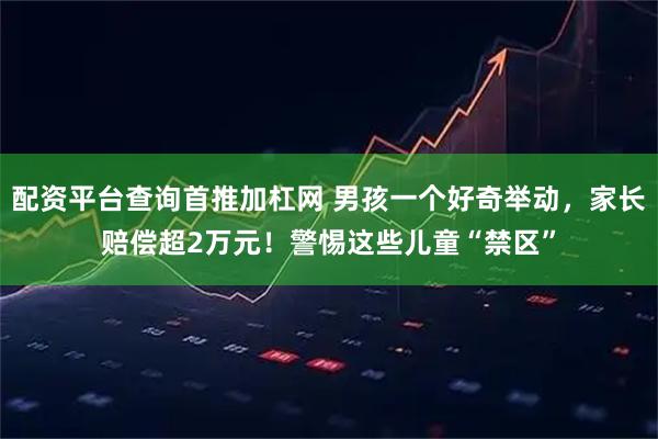 配资平台查询首推加杠网 男孩一个好奇举动,家长赔偿超2万元!警惕这些儿童“禁区”
